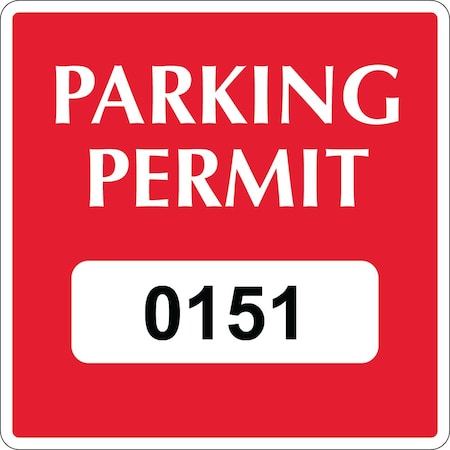 Lustre-Cal Static Cling Parking Permit Dark Red 3in x 3in  Square Serialized 151-200, 50PK 253745SCL1RdSq0151